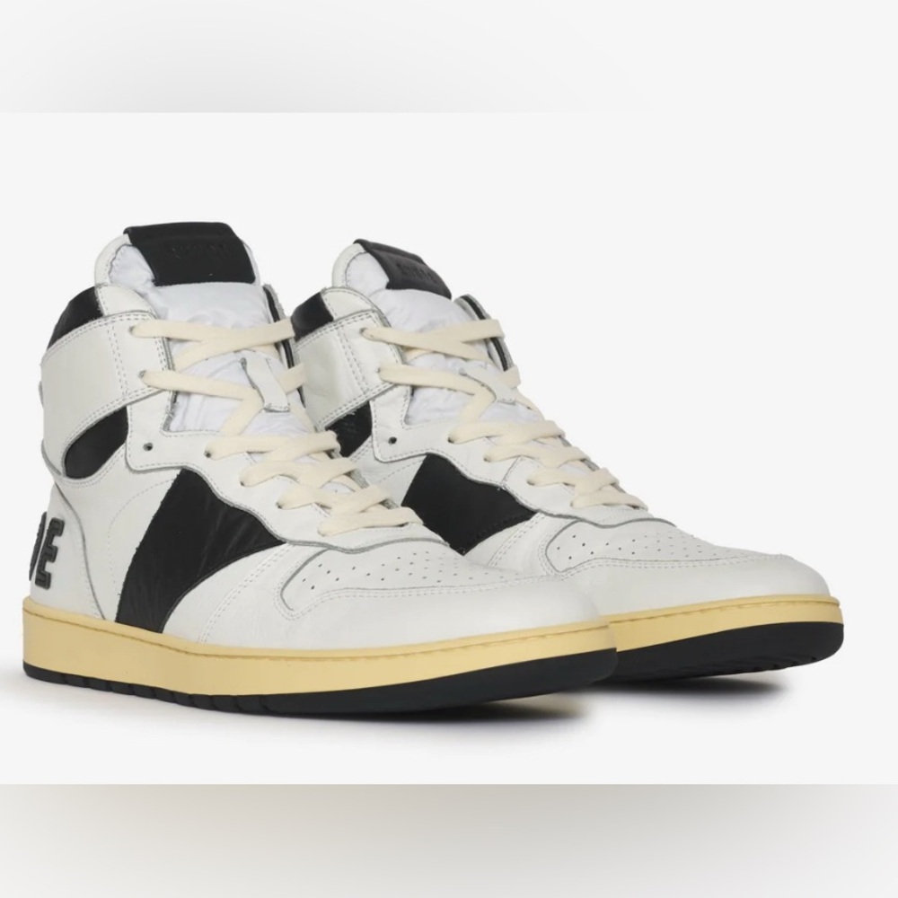 RHUDE White and Black High-Top Sneakers, NEW IN BOX